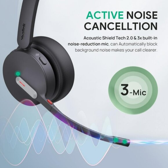 Yealink WH64 DECT & Bluetooth Mono Teams Wireless Headset, 606 ft Range Single - Picture 6 of 9